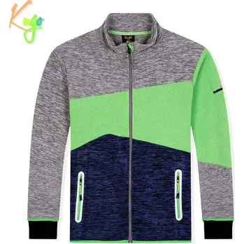 Chlapecká mikina Dětská flísová mikina KUGO FM9717, šedá / zelená