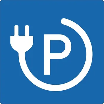 Samolepicí protiskluzové značení na vozovky, nabíjecí stanice 1 – PVC, modrá, 400×400 mm