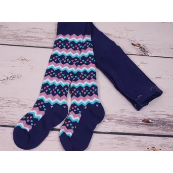 Punčocháče punčocháčky Wolf tm. fialové s barevnými srdíčky velikost oblečení - děti: 98/104