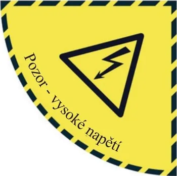 Samolepicí plošné protiskluzové značení (čtvrtkruh), ''pozor, vysoké napětí'' – PVC, 750×750 mm