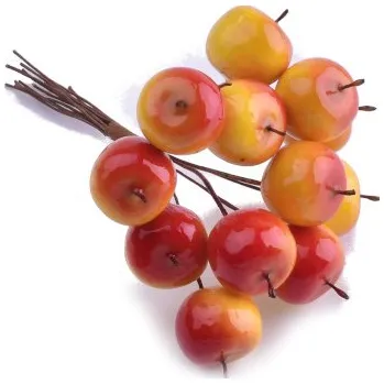 umělá květina Canea Jablíčka na drátku žlutooranžové - 12ks