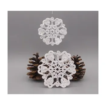 Vánoční ozdoba Háčkovaná vánoční ozdoba - vločka 8 cm - č.1 8 cm bílá