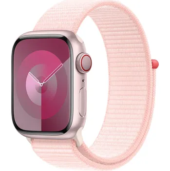 Apple Watch Series 9 41 mm Celullar, růžový hliník se světle růžovým provlékacím řemínkem