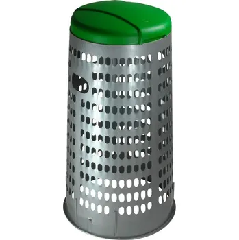 Venkovní odpadkový koš HTI Stojan na odpadkové pytle ECO TRESPOLO 110 l, šedá nádoba, zelené víko