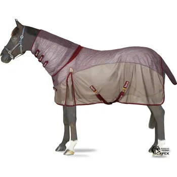 Deka pro koně Síťová deka Horze -KENYA- - Béžová/Vínová - 145cm
