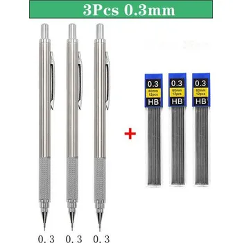 Grafitová tužka Kovová mechanická tužka - 3ks-0,3mm