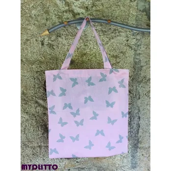 Plátěná taška "Růžový motýlci" (45 x 40 cm)