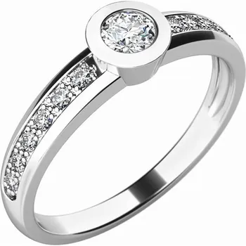Prsten Dámský prsten bílé zlato 585/1000 přírodní diamant 0.184 ct G/SI 10746D velikost 64