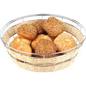 Servírovací stolek Košík kulatý se spevněným okrajem béžový, polypropylen, průměr 400 mm | APS, Round