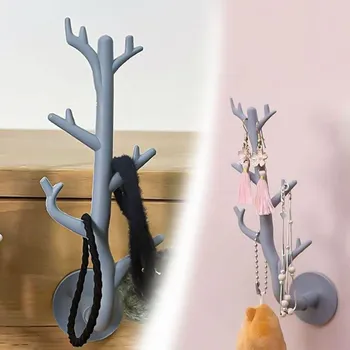 Věšák Nástěnný háček větev - šedý