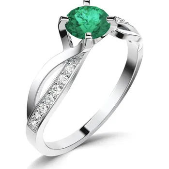 Oblečení a móda Dámský prsten přírodní diamant 0.50 ct G/SI smaragd a brilianty 140002-B-SMAR velikost 62