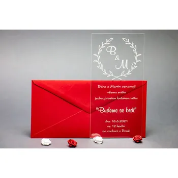 Pozvánka Originální svatební oznámení z plexi - Ratolest Kolik kusů oznámení potřebujete?: Potřebuji 40 a více ks