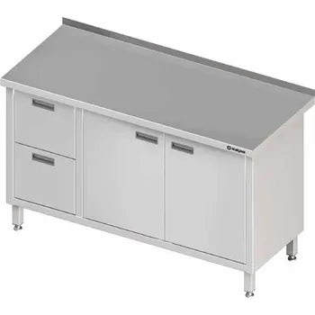 Dětský stůl Přístěnný stůl, blok se dvěmi zásuvkami po levé straně a skříňkou s křídlovými dveřmi1700x700x850 mm | STALGAST, 980327170