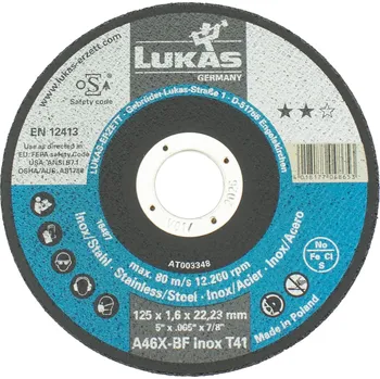Řezný kotouč Kotouč řezný, 125 x 1,6mm, A46X-BF INOX, LUKAS