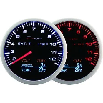 Budík Budík DEPO 4v1 60mm Black - Teplota výfukových plynů + Tlak oleje + Teplota oleje + Voltmetr