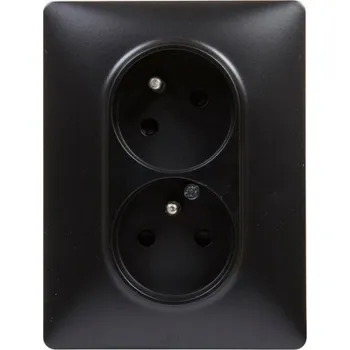 vypínač Legrand Valena LIFE dvojzásuvka černá s clonkami 756376