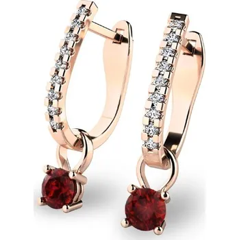 Náušnice Dámské náušnice růžové zlato 585/1000 přírodní diamant 0.66 ct G/SI s granáty 10862-CV-DIA-GRA