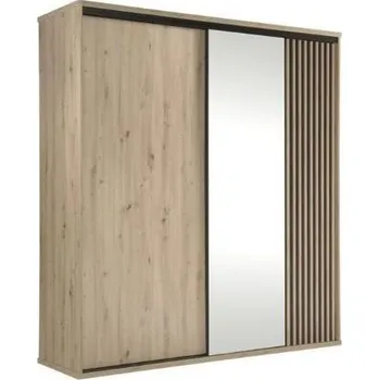 Šatní skříň Skříň šatní s posuvnými dveřmi 200cm dub artisan/černá CALI C-15