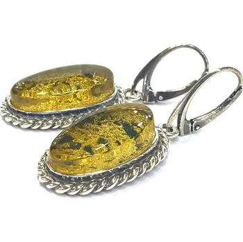 Náušnice stříbrné náušnice s jantarem ANE122