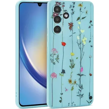 Pouzdro na mobilní telefon Kryt Samsung Galaxy A14 5G Tech-Protect Mood Garden tyrkysový
