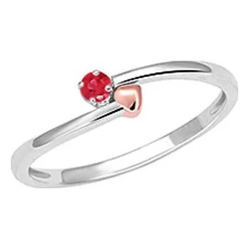 Prsten Dámský prsten bílé zlato 585/1000 přírodní diamant 0.10 ct rubín GKW57121RU velikost 55