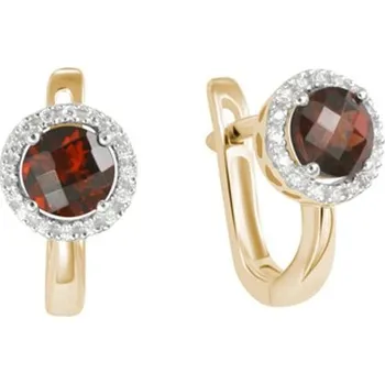 Náušnice Dámské náušnice žluté zlato 585/1000 přírodní diamant 1.65 ct a granát GKW47232GRA