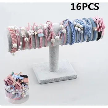 Dámské/dívčí zdobené gumičky do vlasů (balení po 12, 16, 20, 25 nebo 50 ks) Varianta: 16 ks růžovo modrá