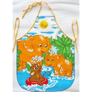 Kuchyňská zástěra Zástěra dětská sloni oranž - 50 x 64 cm