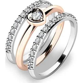 Prsten Zásnubní prsten zlato mix 585/1000 zirkon set zásnubních 10849-SET02-RB velikost 60