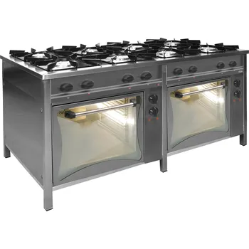 Sporák Plynový gastronomický sporák 8-hořákový se 2 elektrickými troubumi, 1700x700x850 mm, 48,3 kW | EGAZ, TGP-8740/2PKE-1