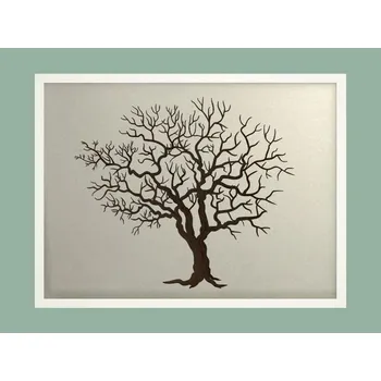 Svatební dekorace Svatební strom 3 v bílém rámu 73 x 53 cm