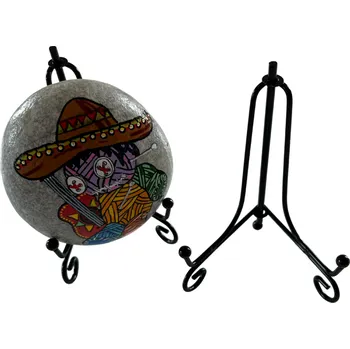 Malovaný kamínek Kovový stojánek na kamínky malý