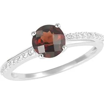 Prsten Dámský prsten bílé zlato 585/1000 přírodní diamant 0.90 ct a granát GKW54221GR velikost 53