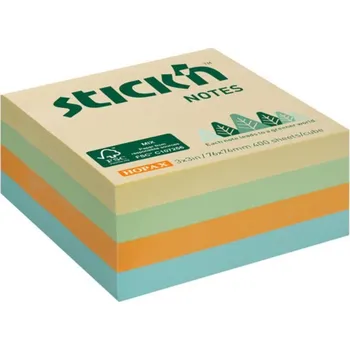 Samolepící bloček Stick'n by Hopax FSC 21890 Samolepicí kostka 76x76 mm, 400 lístků, mix barev