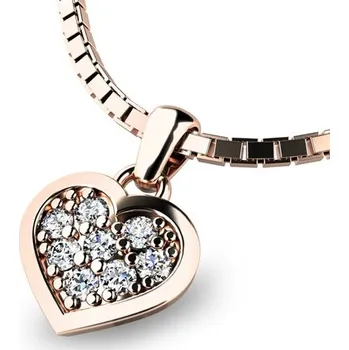 Přívěsek Dámský přívěsek růžové zlato 585/1000 přírodní diamant 0.176 ct G/SI srdce s brilianty 10877-CV-DIA bez řetízku