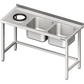 Dětský stůl Stůl s dvoukomorovým dřezem na pravé straně a otvorem na odpadky na levé straně 1600x700x850 mm | STALGAST, 981017160