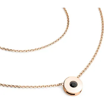 Náhrdelník Dámský náhrdelník růžové zlato 585/1000 přírodní diamant 0.055 ct černý v růžovém 10911-NH01-CV-Black délka 42 cm