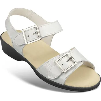 Dámská zdravotní obuv Pohodlné dámské kožené sandály s ozdobnou přezkou, lehké, vzdušné, letní, měkké, letní obuv, dámská obuv, bílá: 39