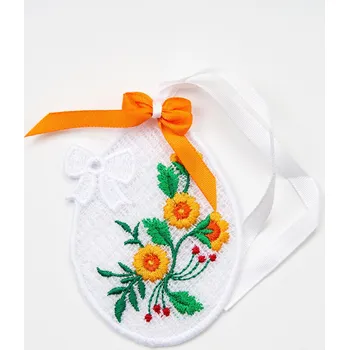 Velikonoční dekorace velikonoční závěsná dekorace X - velikonoční kytičky - vyšívaná krajka