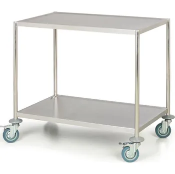 Nerezový policový vozík bez rukojeti Velikost: 2 police, 675 x 375 mm