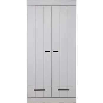 Šatní skříň WOOOD Cementově šedá dřevěná šatní skříň Ernie 195 x 94 cm