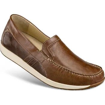 Pánská zdravotní obuv Klasické pánské kožené mokasíny, pohodlné, lehké, komfortní, elastické, nazouvací obuv, useň napa, hnědá: 43