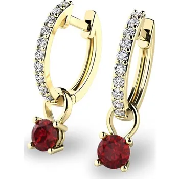 Náušnice Dámské náušnice žluté zlato 585/1000 přírodní diamant 0.66 ct G/SI briliantové s granáty 10863-ZL-DIA-GRA