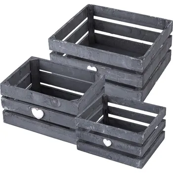 Set bedýnek dřevo, tmavě modrá, 300x250x150/ 250x200x130/ 200x150x110mm