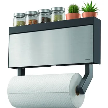 Metaltex Tango Inox nástěnný držák na kuchyňské role a fólie stříbrný