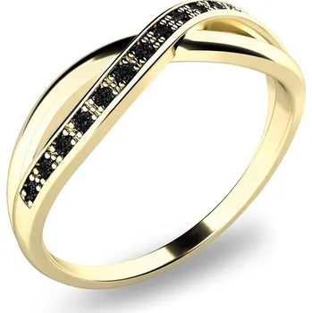 Prsten Dámský prsten přírodní diamant 0.090 ct černé brilianty žluté zlato 140013ZL-DIA-Black velikost 46
