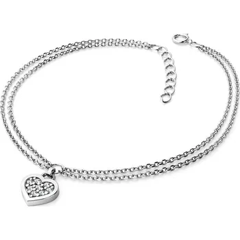 Módní doplněk Dámský náramek bílé zlato 585/1000 přírodní diamant 0.096 ct G/SI srdce 10881-NR02-B délka 18 cm