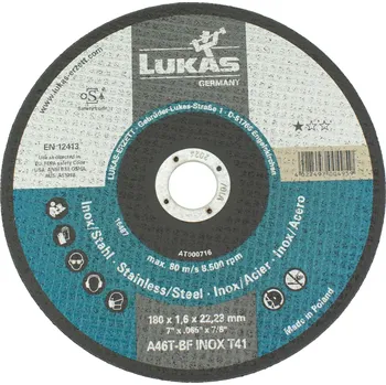 Řezný kotouč Kotouč řezný, 180 x 1,6mm, A46T-BF INOX, LUKAS