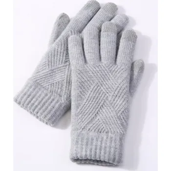 Rukavice Zimní dámské/pánské pletené rukavice s mřížkovým vzorem Barva: Šedá