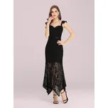 Koktejlové šaty s krajkou a volánkovými rukávy - PLUS SIZE Barva: Černá, Velikost: 3XL